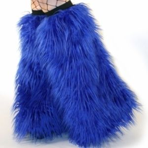 purple club fluffies leg warmers rave furry edm